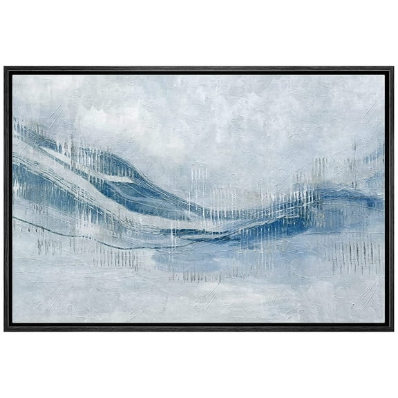 wall26 Framed Canvas Print Wall Art Pastel Watercolor Blue White Landscape Abstract Shapes Illustrations Modern Art Decorative Bohemian Multicolor for Living Room, Bedroom, Office - 16"x24"