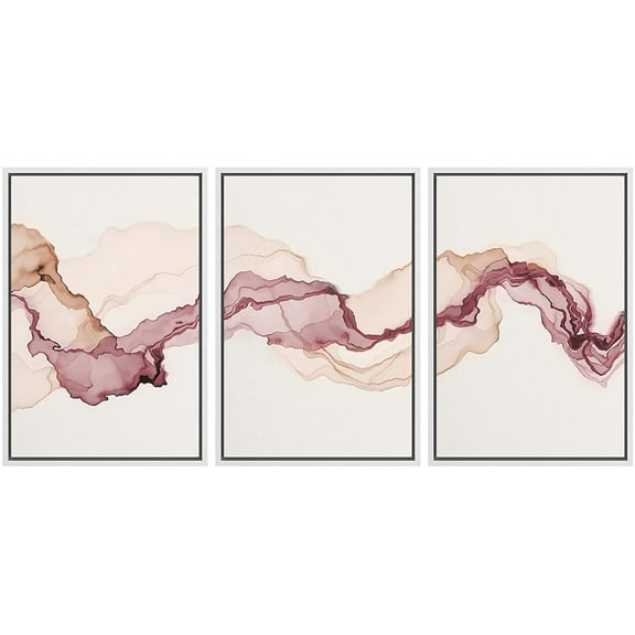 wall26 Framed Canvas Print Wall Art Pastel Watercolor Magenta Orange Smoke Waves Abstract Shape Illustration Modern Art Decorative Boho Multicolor for Living Room, Bedroom, Office - 16"x24"
