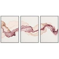 wall26 Framed Canvas Print Wall Art Pastel Watercolor Magenta Orange Smoke Waves Abstract Shape Illustration Modern Art Decorative Boho Multicolor for Living Room, Bedroom, Office - 16"x24"