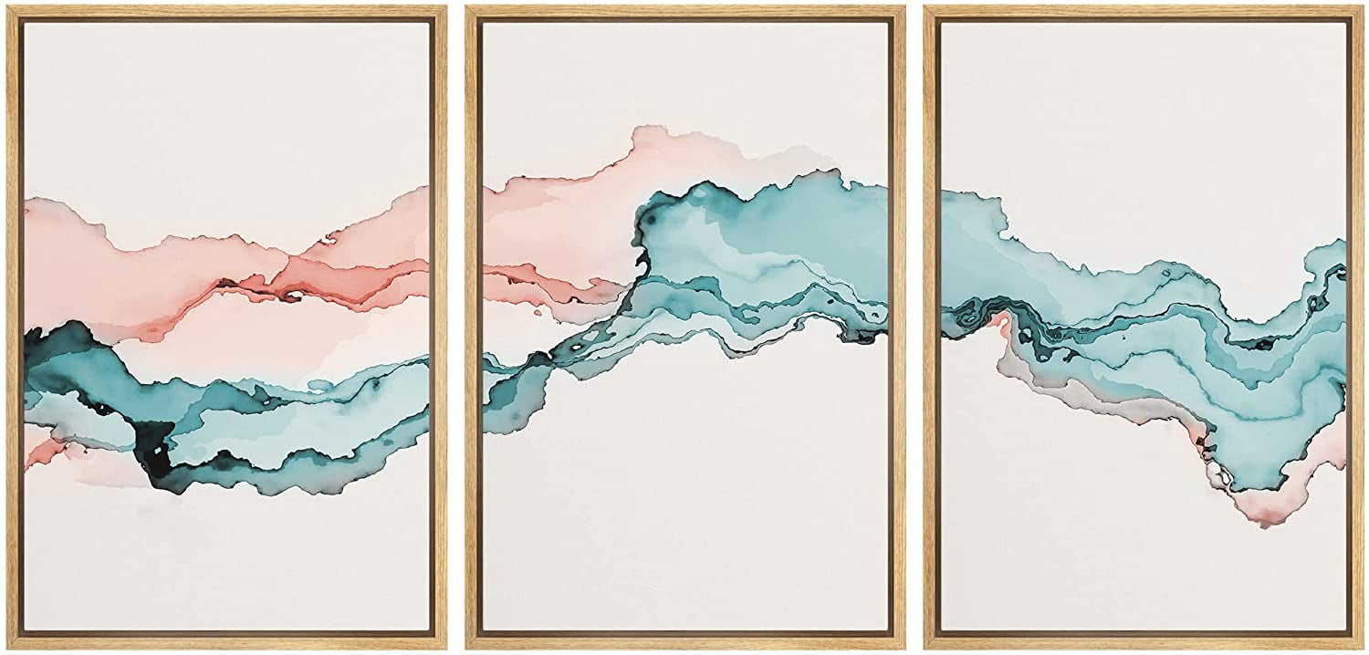 wall26 Framed Canvas Print Wall Art Pastel Watercolor Red Blue Smoke ...