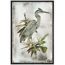 wall26 Framed Canvas Print Wall Art Pastel Watercolor White Crane Bird Nature Wilderness Illustrations Modern Art Decorative Rustic Relax/Calm for Living Room, Bedroom, Office - 16"x24" Bla