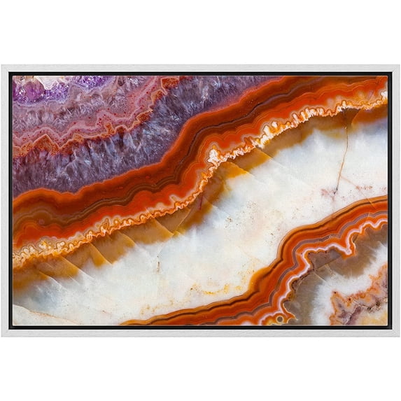 wall26 Framed Canvas Print Wall Art Purple Red White Gemstone Crystal Landscape Nature Wilderness Digital Art Realism Decorative Close Up Colorful for Living Room, Bedroom, Office - 24"x36"