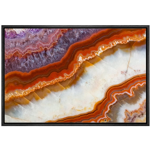 wall26 Framed Canvas Print Wall Art Purple Red White Gemstone Crystal Landscape Nature Wilderness Digital Art Realism Decorative Close Up Colorful for Living Room, Bedroom, Office - 24"x36"