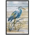 thumbnail image 1 of wall26 Framed Canvas Print Wall Art Retro Wood Panel Blue Beach Crane Bird Nature Wilderness Illustrations Modern Art Decorative Rustic Relax/Calm for Living Room, Bedroom, Office - 24"x36", 1 of 5