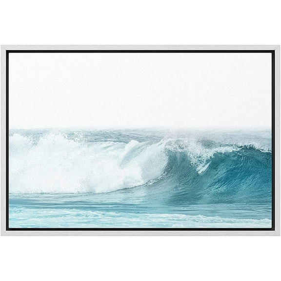 wall26 Framed Canvas Print Wall Art Rip Current Wave on Ocean Beach Nature Wilderness Photography Modern Nautical Scenic Colorful Multicolor for Living Room, Bedroom, Office - 16"x24" White
