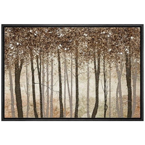 wall26 Framed Canvas Print Wall Art Rustic Brown Autumn Fall Forest Tree Landscape Nature Wilderness Illustrations Modern Art Farmhouse/Country for Living Room, Bedroom, Office - 16"x24" Bl