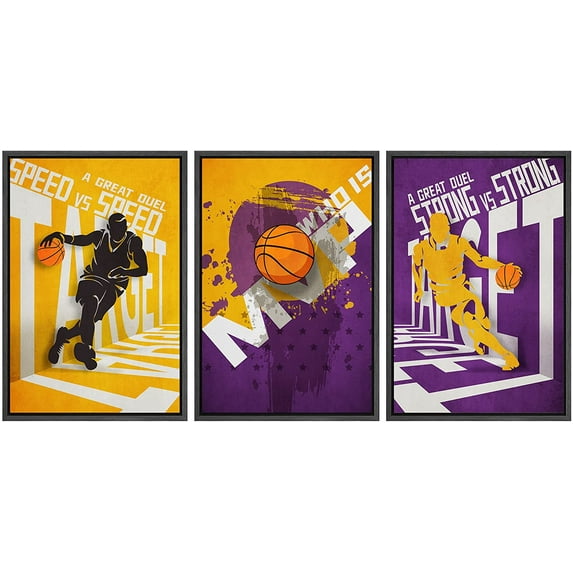 wall26 Framed Canvas Print Wall Art Set 3D Style Typography Basketball Landscape Sports & Fitness Athletes Digital Art Pop Art Modern Portrait for Living Room, Bedroom, Office - 24"x36"