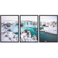 thumbnail image 1 of wall26 Framed Canvas Print Wall Art Set Arctic Winter Snow Waterfall Lake Nature Wilderness Photography Realism Rustic Landscape Colorful Cool for Living Room, Bedroom, Office - 16"x24"x3 B, 1 of 5