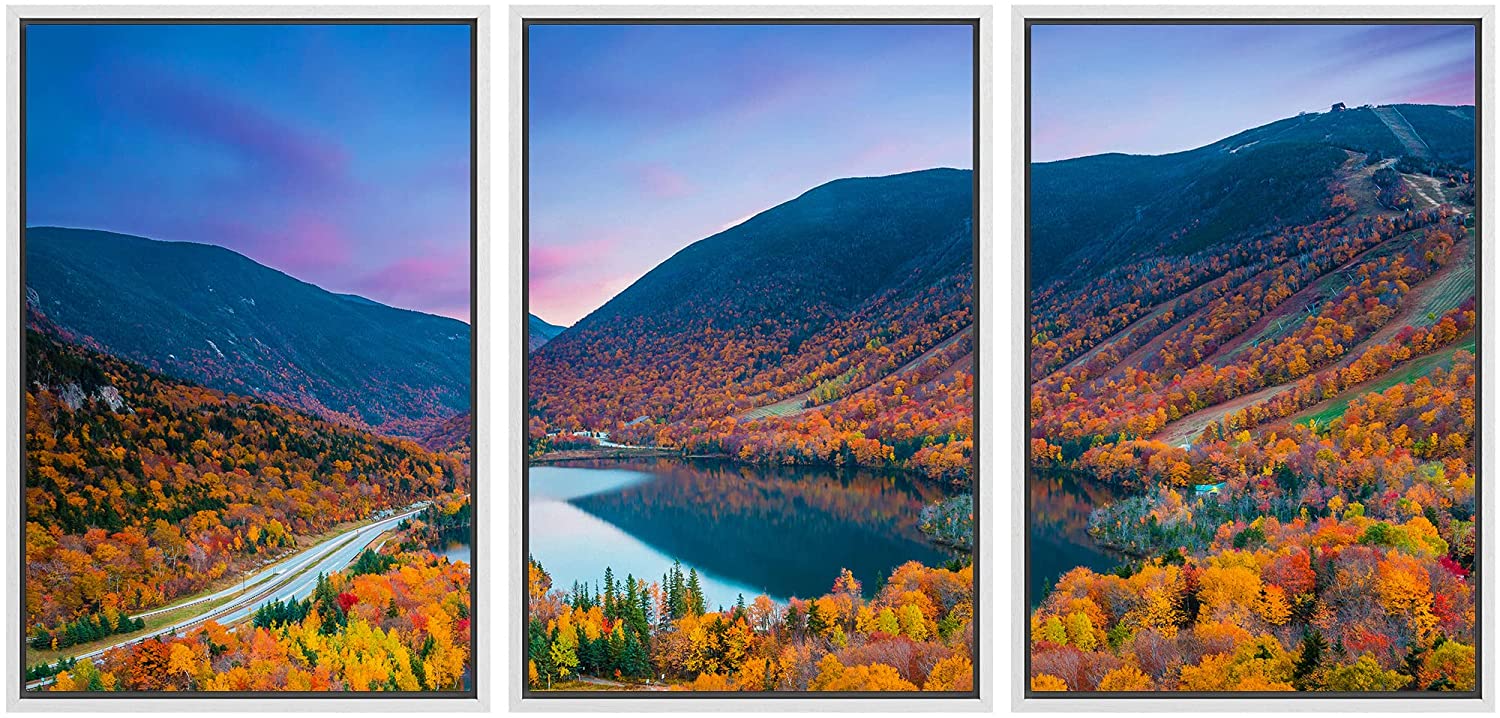 wall26 Framed Canvas Print Wall Art Set Autumn Fall Forest Mountain ...