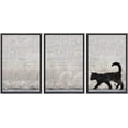 thumbnail image 1 of wall26 Framed Canvas Print Wall Art Set Black Cat Silhouette Triptych Graffiti &amp; Street Art Cities Mixed Media Realism Scenic Urban Multicolor for Living Room, Bedroom, Office - 24"x36", 1 of 5