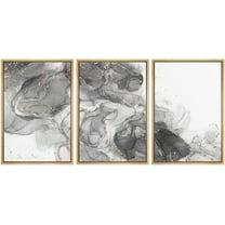 wall26 Framed Canvas Print Wall Art Set Black White Smoke Wave Pattern Abstract Shapes Illustrations Modern Art Bohemian Decorative Multicolor for Living Room, Bedroom, Office - 24"x36"x3 N