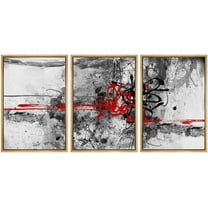 wall26 Framed Canvas Print Wall Art Set Black & Red Grunge Watercolor Lines Abstract Shapes Illustrations Modern Art Chic Scenic Relax/Calm for Living Room, Bedroom, Office - 24"x36"x3