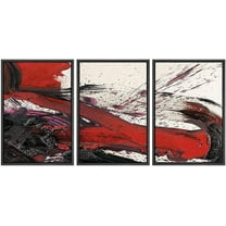 wall26 Framed Canvas Print Wall Art Set Black & Red Paint Splatter Stroke Abstract Shapes Illustrations Modern Art Bohemian Dramatic Ultra for Living Room, Bedroom, Office - 24"x36"x3 B