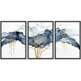 thumbnail image 1 of wall26 Framed Canvas Print Wall Art Set Blue Pastel Paint Stroke Cloud Birds Gold Tree Nature Abstract Illustrations Modern Art Rustic Landscape for Living Room, Bedroom, Office - 24"x36"x3, 1 of 5