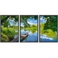 thumbnail image 1 of wall26 Framed Canvas Print Wall Art Set Boat on Lake in Spring-Summer Landscape Nature Wilderness Photography Realism Rustic Scenic Colorful for Living Room, Bedroom, Office - 16"x24"x3 Bla, 1 of 5
