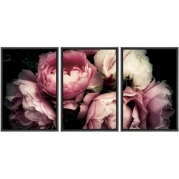 wall26 Framed Canvas Print Wall Art Set Bouquet of Blush Pink & White Peonies Flower Nature Photography Realism Rustic Colorful Multicolor Ultra for Living Room, Bedroom, Office - 24"x36&quo