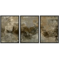 wall26 Framed Canvas Print Wall Art Set Brown & Gray Grunge Paint Strokes Abstract Shapes Illustrations Modern Art Bohemian Multicolor Ultra for Living Room, Bedroom, Office - 24"x36"x3
