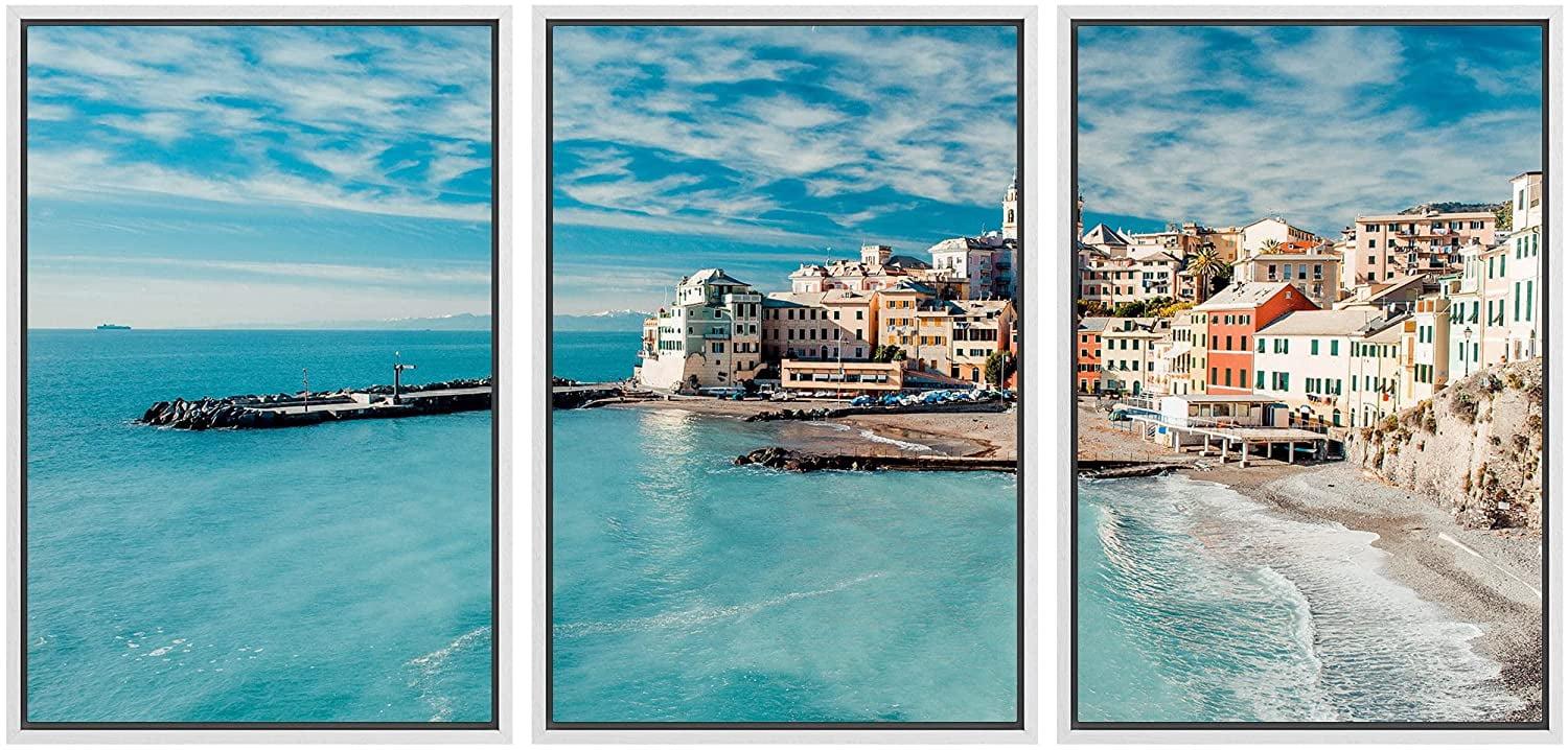 wall26 Framed Canvas Print Wall Art Set Coastal Italian Cityscape ...
