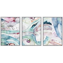 wall26 Framed Canvas Print Wall Art Set Colorful Pastel Swirl Landscape Abstract Shapes Illustrations Modern Art Bohemian Decorative Multicolor for Living Room, Bedroom, Office - 16"x24"x3