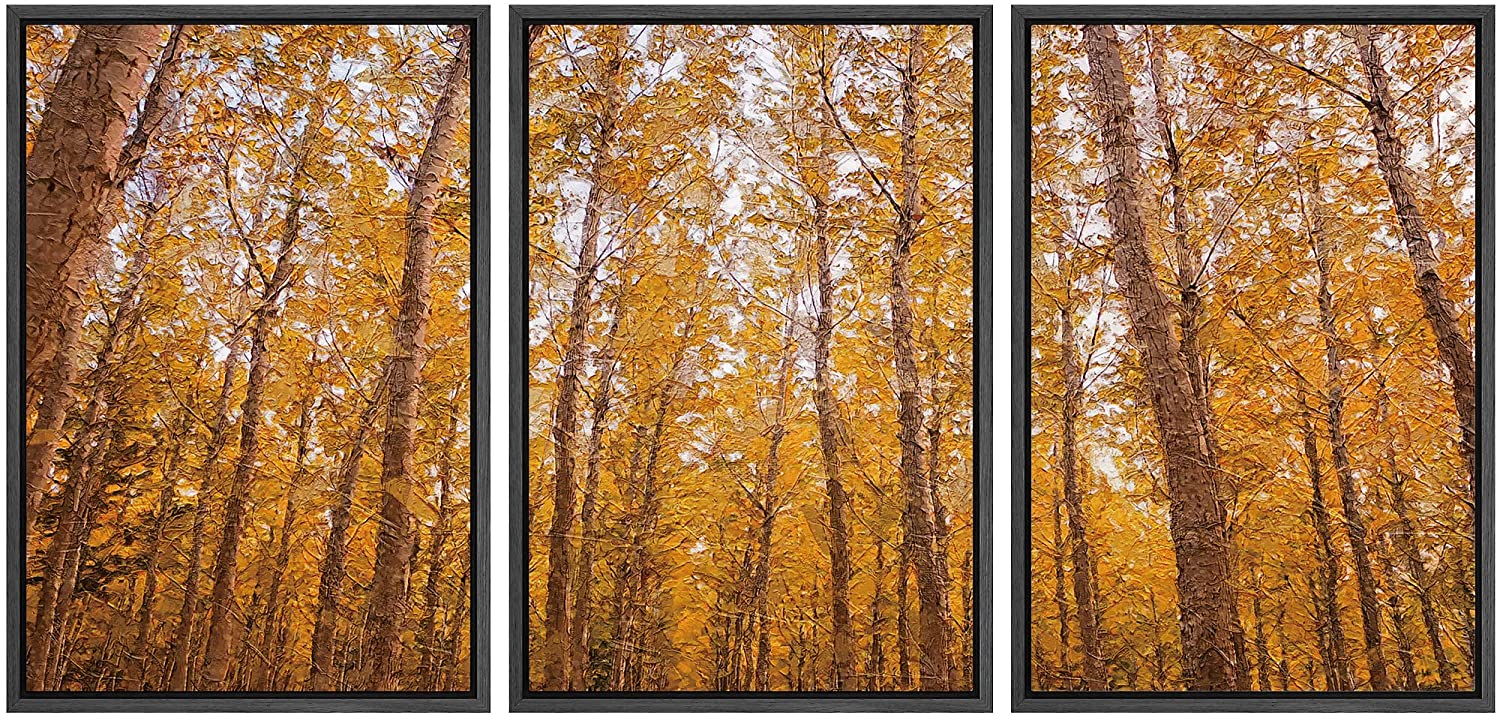 wall26 Framed Canvas Print Wall Art Set Cracked Paint Texture Orange ...