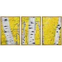 wall26 Framed Canvas Print Wall Art Set Cracked Paint Texture Yellow Forest Leaves Nature Wilderness Illustrations Modern Art Rustic Colorful for Living Room, Bedroom, Office - 16"x24"x3 Na