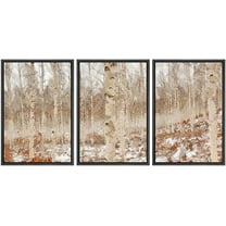 wall26 Framed Canvas Print Wall Art Set Cracked Paint Textured Forest with Snow Nature Wilderness Illustrations Modern Art Rustic Colorful for Living Room, Bedroom, Office - 24"x36"x3 Black