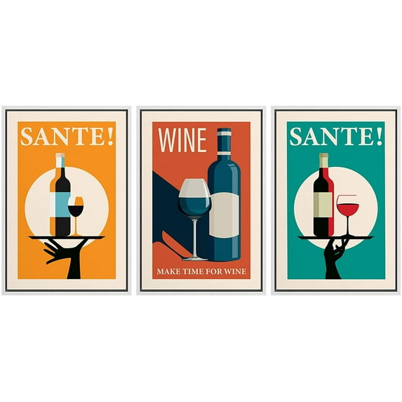 wall26 Framed Canvas Print Wall Art Set Deco Chic Fashionable Wine Posters Drinks & Cocktails Food Illustration Modern Art Decorative Contemporary for Living Room, Bedroom, Office - 24"x36&q