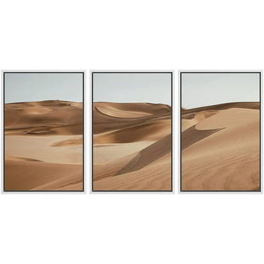 wall26 Framed Canvas Print Wall Art Set Desert Sand Dune Landscape Nature Wilderness Photography Realism Contemporary Expressive Multicolor for Living Room, Bedroom, Office - 24&quot;x36&quot;x3 Whit