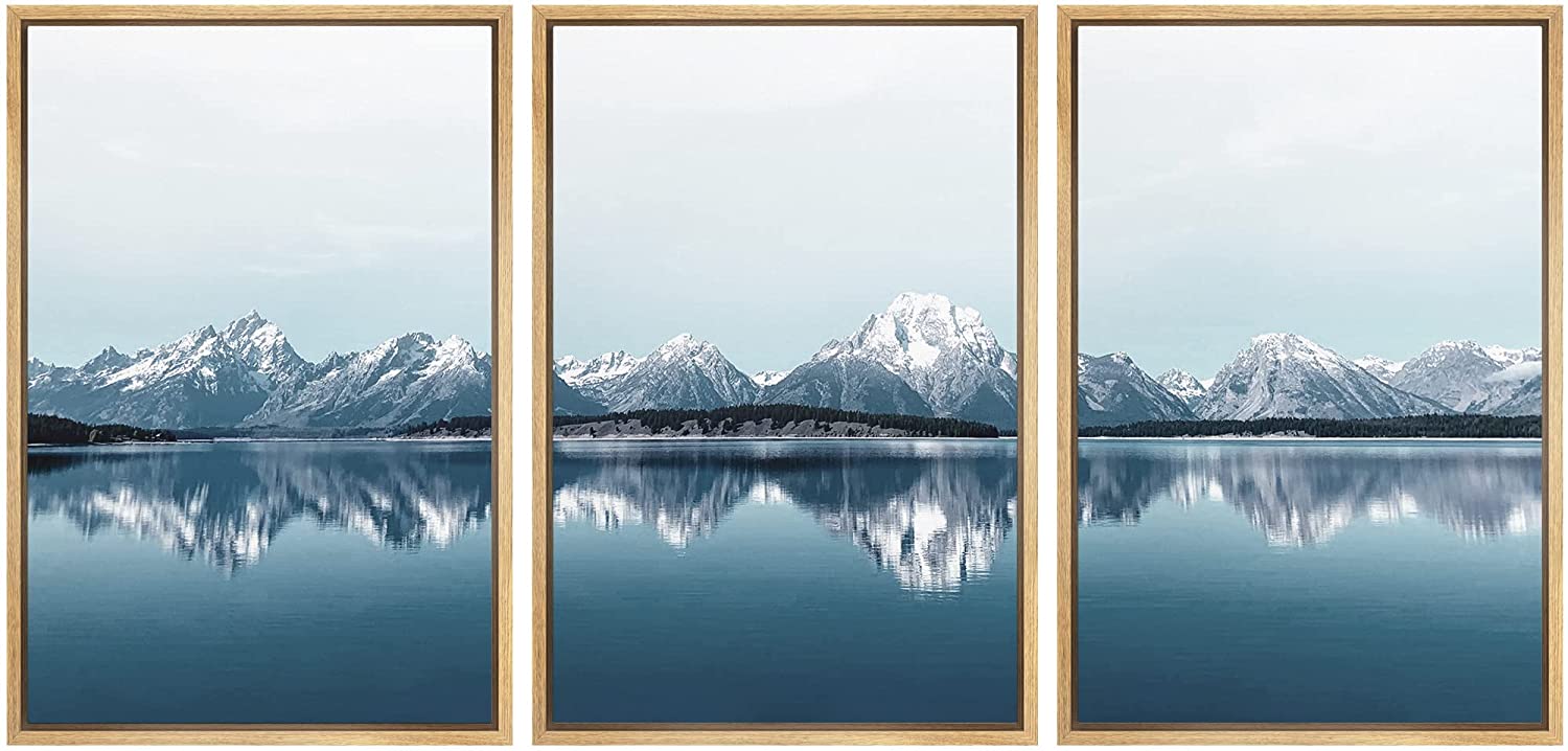 wall26 Framed Canvas Print Wall Art Set Duotone Mountain Range ...