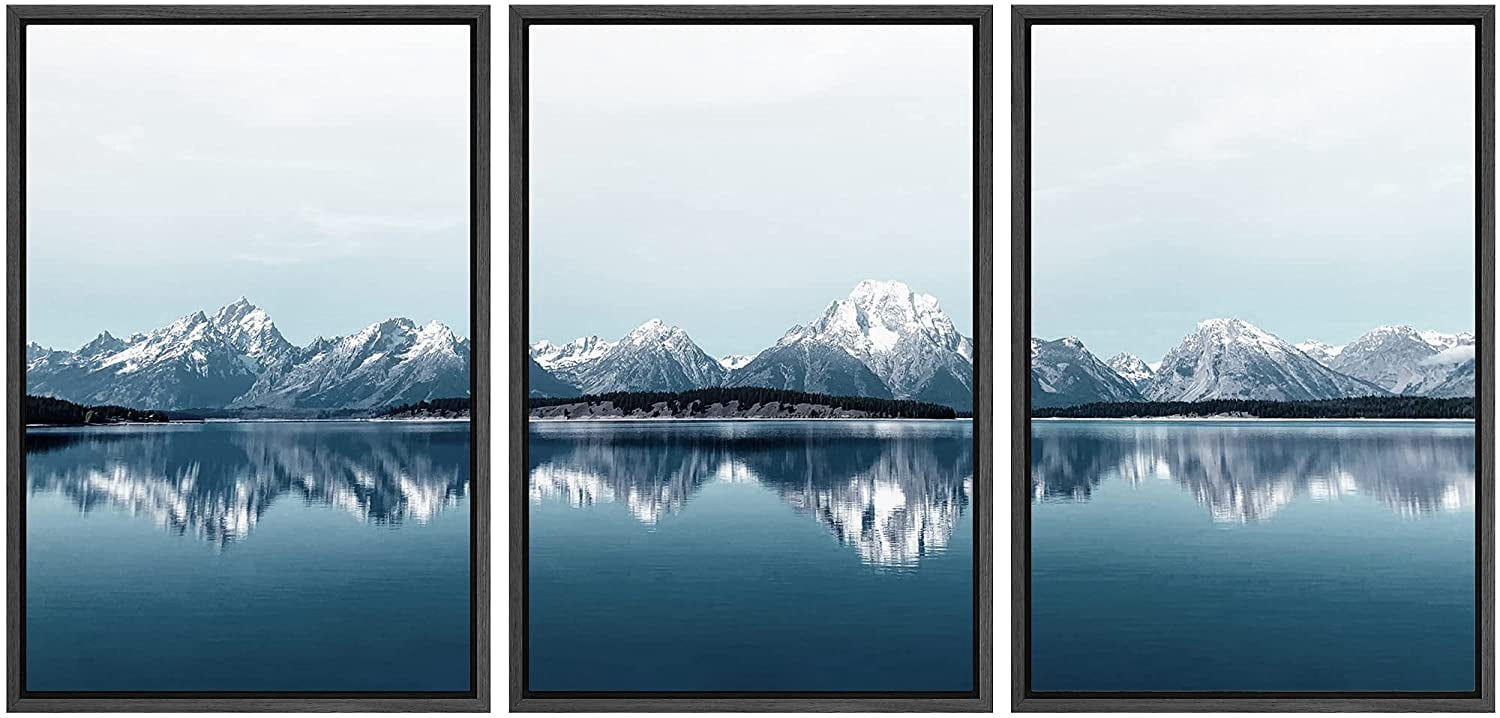 wall26 Framed Canvas Print Wall Art Set Duotone Mountain Range ...