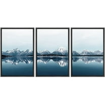 wall26 Framed Canvas Print Wall Art Set Duotone Mountain Range Reflection Nature Wilderness Photography Realism Rustic Landscape Colorful Cool for Living Room, Bedroom, Office - 24"x36"x3 B