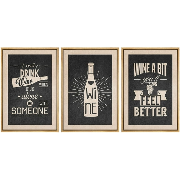 wall26 Framed Canvas Print Wall Art Set Duotone Retro Mid-Century Wine Posters Drinks &amp; Cocktails Food Photography Realism Decorative Contemporary for Living Room, Bedroom, Office - 16"x24&q