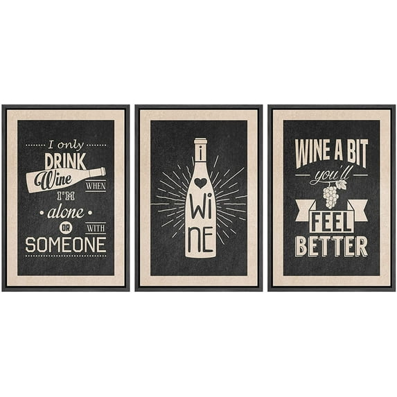 wall26 Framed Canvas Print Wall Art Set Duotone Retro Mid-Century Wine Posters Drinks & Cocktails Food Photography Realism Decorative Contemporary for Living Room, Bedroom, Office - 24"x36&q