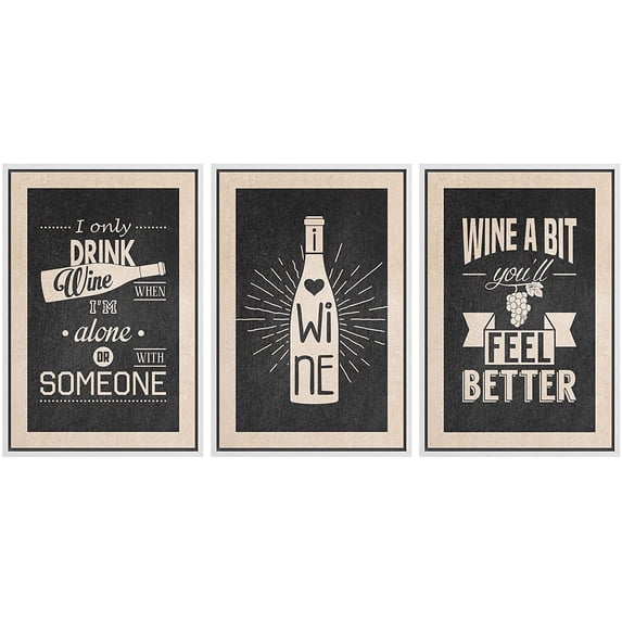 wall26 Framed Canvas Print Wall Art Set Duotone Retro Mid-Century Wine Posters Drinks & Cocktails Food Photography Realism Decorative Contemporary for Living Room, Bedroom, Office - 24"x36&q