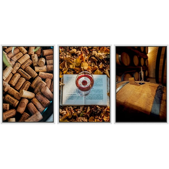 wall26 Framed Canvas Print Wall Art Set European Italian Wine Cork Oak Barrels Drinks & Cocktails Food Photography Realism Decorative Vintage for Living Room, Bedroom, Office- - 16"x24"