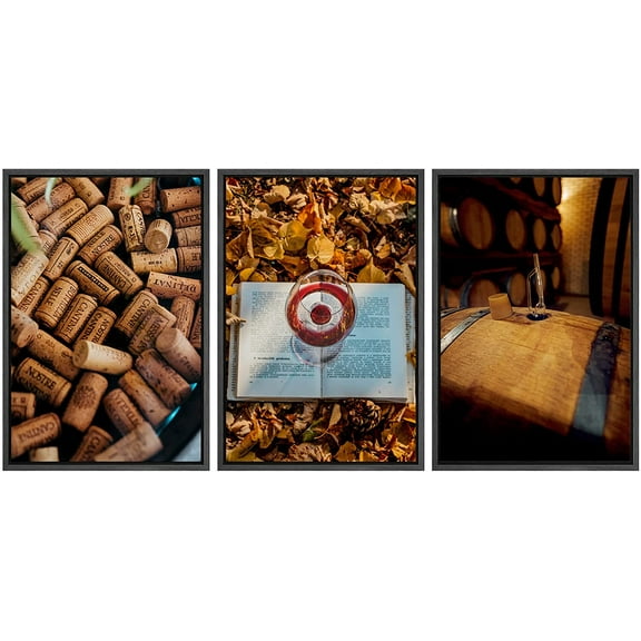 wall26 Framed Canvas Print Wall Art Set European Italian Wine Cork Oak Barrels Drinks & Cocktails Food Photography Realism Decorative Vintage for Living Room, Bedroom, Office- - 16"x24"