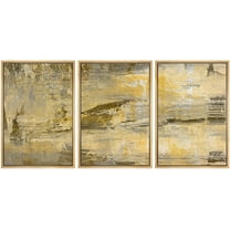 wall26 Framed Canvas Print Wall Art Set Faded Grunge Brown & Yellow Paint Strokes Abstract Shapes Illustrations Modern Art Bohemian Multicolor for Living Room, Bedroom, Office - 24"x36"