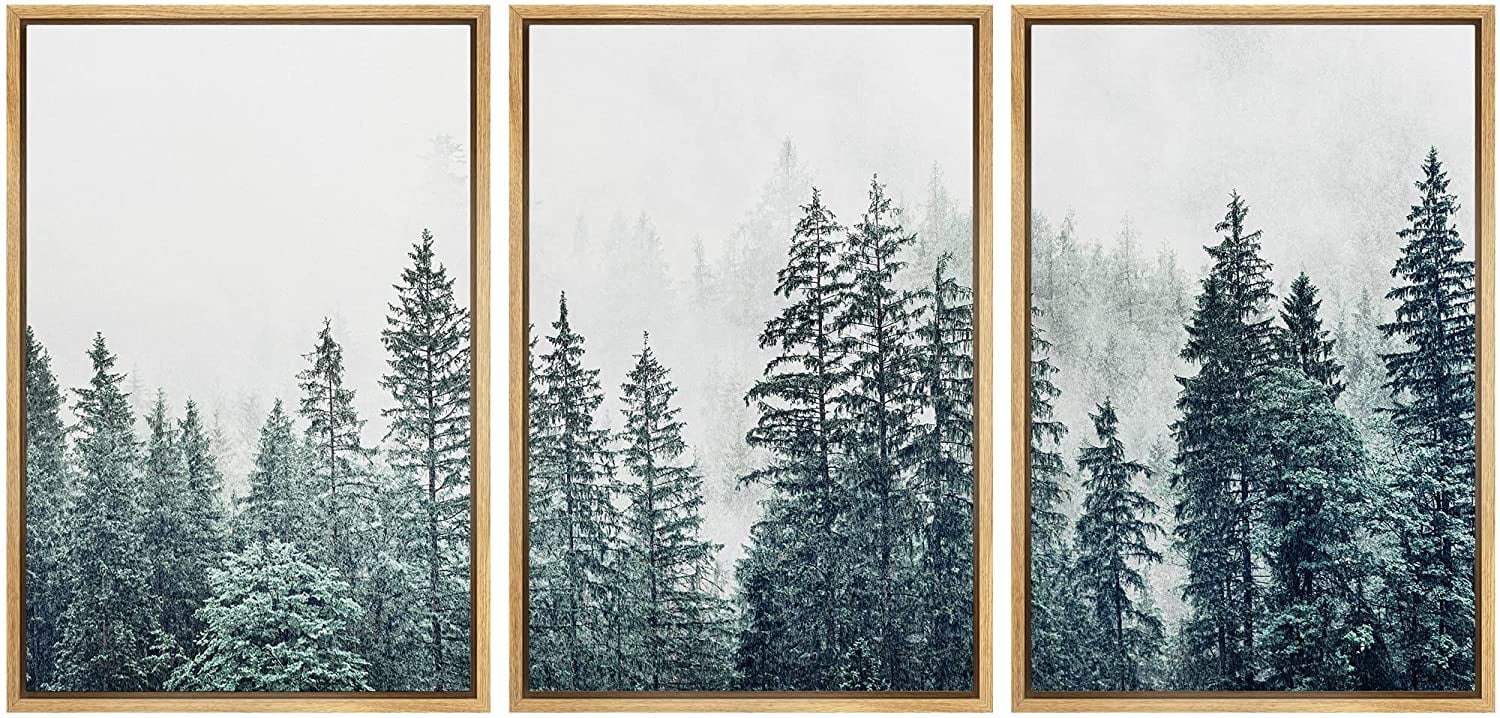 wall26 Framed Canvas Print Wall Art Set Film Grain Aerial View of Pine ...