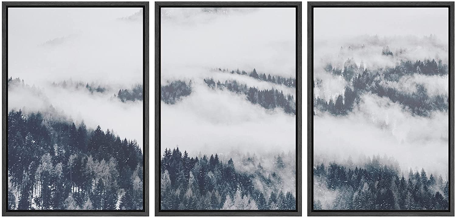 wall26 Framed Canvas Print Wall Art Set Film Grain Effect Mist ATOP ...