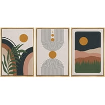 wall26 Framed Canvas Print Wall Art Set Geometric Mid-Century Plant Planet Landscape Nature Abstract Illustrations Modern Art Bohemian Decorative for Living Room, Bedroom, Office - 16"x24"x3 Natural
