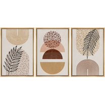wall26 Framed Canvas Print Wall Art Set Geometric Mid-Century Semi Circle Plant Sketch Nature Abstract Illustration Modern Art Bohemian Decorative for Living Room, Bedroom, Office - 16"x24"x3 Natural