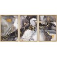 thumbnail image 1 of wall26 Framed Canvas Print Wall Art Set Geometric Pastel Black Gold Smoke Waves Abstract Shapes Illustrations Modern Art Decorative Boho Colorful for Living Room, Bedroom, Office - 24"x36"x, 1 of 5