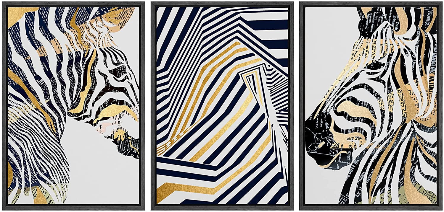 wall26 Framed Canvas Print Wall Art Set Geometric Style Jungle Zebra ...