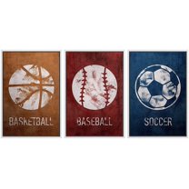 wall26 Framed Canvas Print Wall Art Set Graffiti Basketball Baseball Soccer Ball Sports & Fitness Athletes Digital Art Pop Art Modern Portrait for Living Room, Bedroom, Office - 16"x24"