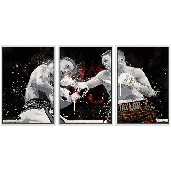 wall26 Framed Canvas Print Wall Art Set Graffiti Street Art Boxing Tournament Fight Sports &amp; Fitness Athletes Digital Art Pop Art Modern Portrait for Living Room, Bedroom, Office - 16"x24&qu