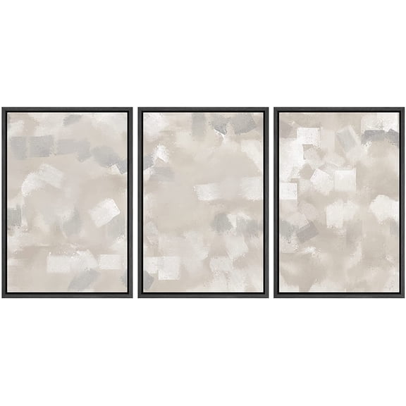 wall26 Framed Canvas Print Wall Art Set Gray, White & Tan Paint Smudge Display Abstract Shapes Illustrations Modern Art Bohemian Multicolor Ultra for Living Room, Bedroom, Office - 16"x24&qu