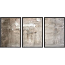 wall26 Framed Canvas Print Wall Art Set Gray & White Brushstroke Color Field Abstract Shapes Illustrations Modern Art Chic Colorful Ultra for Living Room, Bedroom, Office - 16"x24"x3 Bl