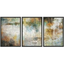 wall26 Framed Canvas Print Wall Art Set Grunge Pastel Teal Yellow Landscape Abstract Shapes Illustrations Modern Art Decorative Multicolor Chic for Living Room, Bedroom, Office - 24"x36"x3