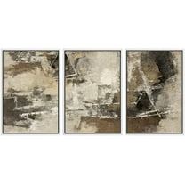 wall26 Framed Canvas Print Wall Art Set Grunge Tan Black Paint Stroke Landscape Abstract Shapes Illustrations Modern Art Decorative Multicolor for Living Room, Bedroom, Office - 24"x36"x3 W
