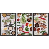 wall26 Framed Canvas Print Wall Art Set Herbs, Vegetables & Seasonings on Wood Food Cultural Photography Realism Rustic Landscape Colorful Ultra for Living Room, Bedroom, Office - 24"x36&quo